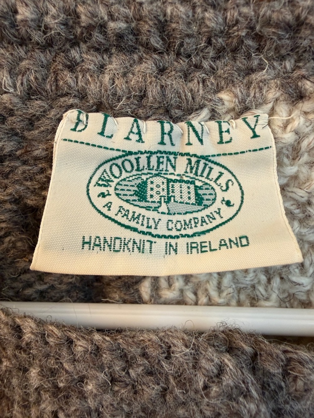 Irish Knit Chunky Patchwork Cardigan Coat - Gray & Cream - Picture 2 of 7